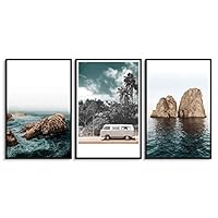 3 Piece Framed Canvas Wall Art Blue Ocean Canvas Prints Home Artwork Decoration for Living Room,Bedroom - 16