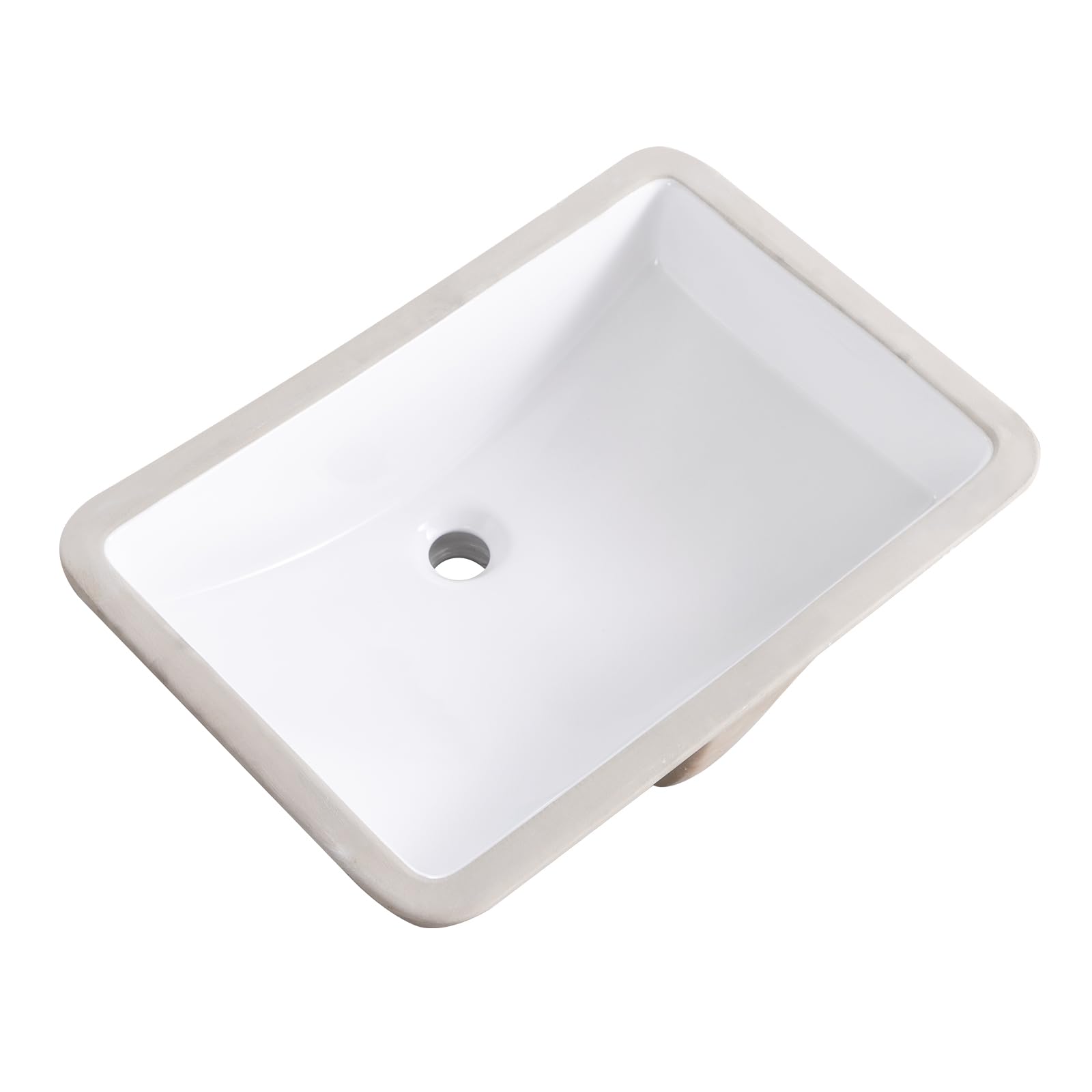 Fregadero de baño rectangular de 24 pulgadas, de cerámica blanca, con desbordamiento (23.8 x 16.3 pulgadas)