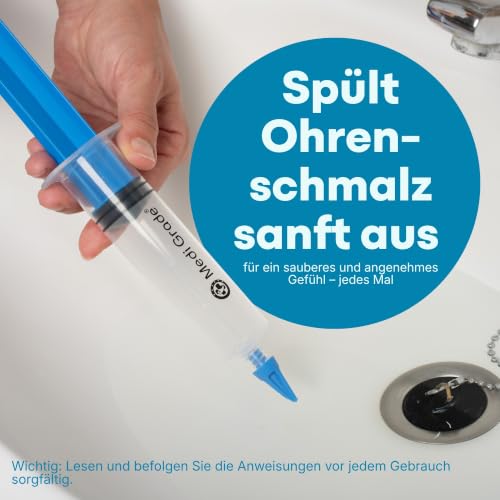 Medi Grade 60 ml Ohrenschmalz Entferner Set, Ohrenspritze Groß, 3 Spitzen