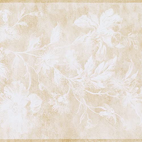 CONCORD WALLCOVERINGS ™ Wallpaper Border Abstract Faded Floral Pattern on a Beige-Pink Background, Size 7 Inches by 15 Feet KH5898B