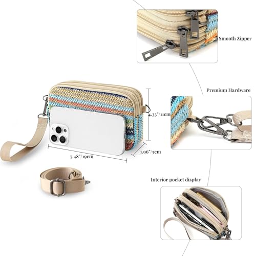 BBORGDC Multicolor Stripe Straw Crossbody