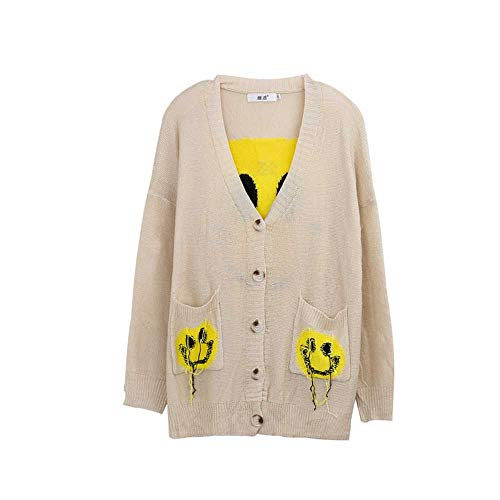 YANGPANGZI Blusa de Mujer de Talla Grande a principios de otoño Fertilizante para Aumentar la Moda Cardigan con Borla Sonriente
