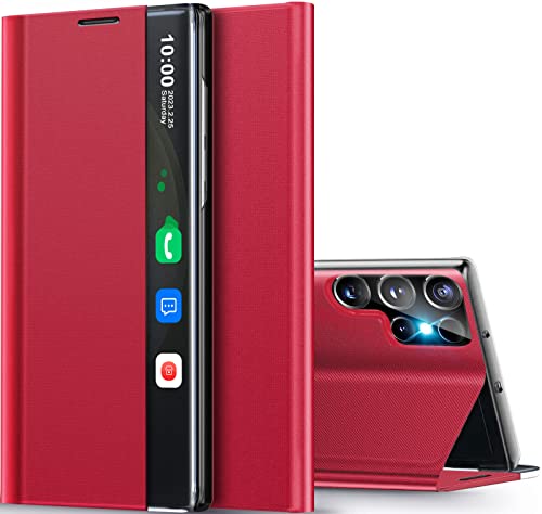 Coque Samsung S23 Ultra rouge pour regarder vos vidéos avec béquille rabattable