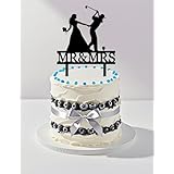 面白いウェディングケーキトッパー - Bride Grabs ゴルフをするゴルファー 新郎 - ゴルフカップケーキ トッパー Mr&Mrs ウェディングケーキトッパー (ゴルファー)