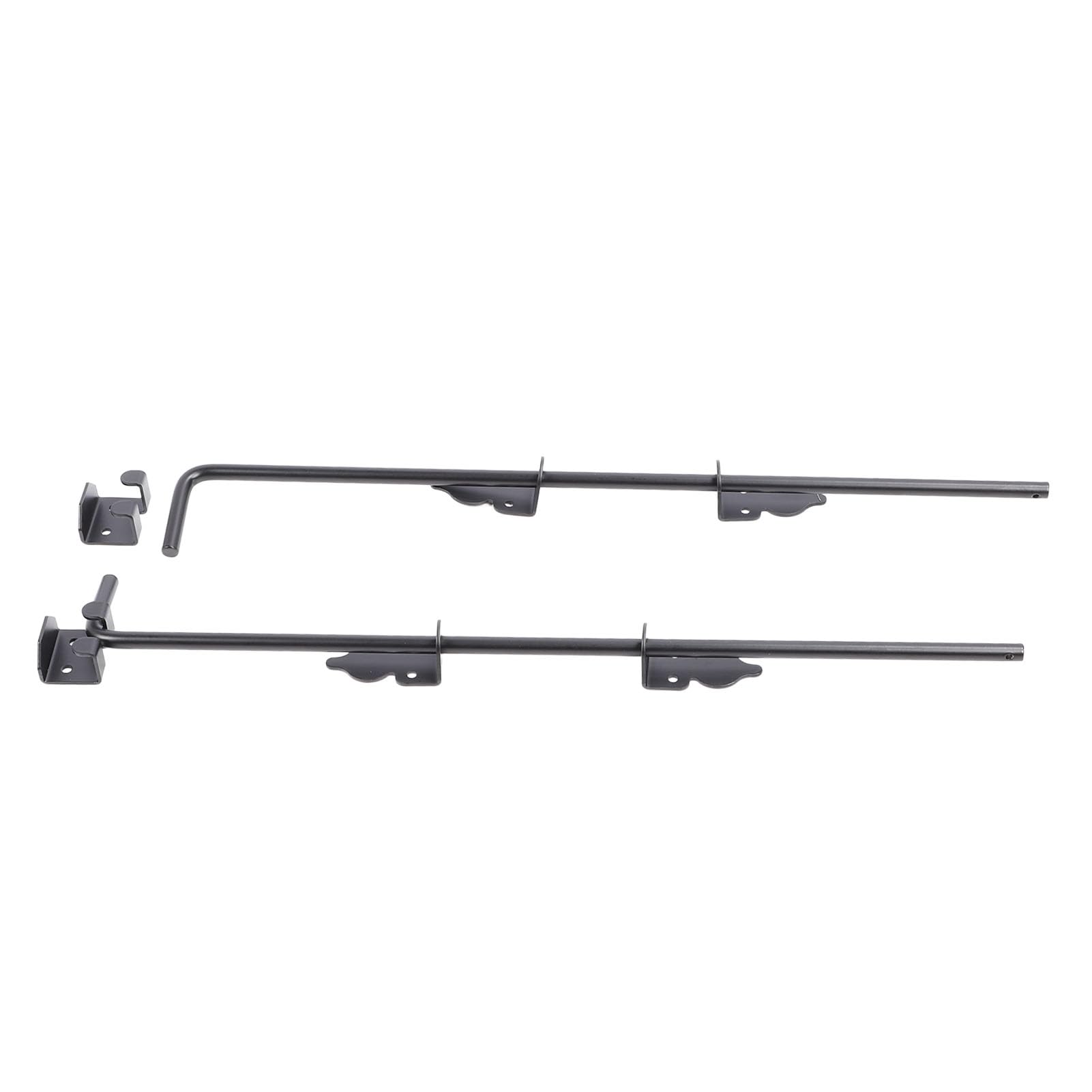 Barra de Caída para Puerta, Pestillo de Suelo con Perno de Caña de 61 cm, Recubrimiento en Polvo Negro Acero Sólido Resistente a la Óxido para Puertas y Cercas