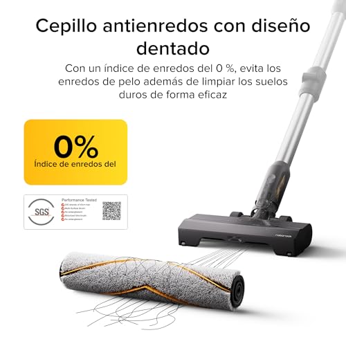 Miniatura 4 de roborock H60 Ultra Aspiradora Sin Cable, Succión 210AW, Autonomía 90 min, Tubo Flexible 90°, Cepillo Anti-Enredos para Alfombras, Detección Polvo LED, Suelos y Pelo de Mascotas, Batería Extraíble