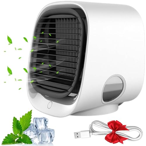 Catálogo para Comprar On-line Mini Aire Acondicionado los mejores 10. 45 Frosty Fuse Air Conditioner, Frostyfuse, ventilador de aire acondicionado portátil recargable por USB de 3 velocidades (blanco)