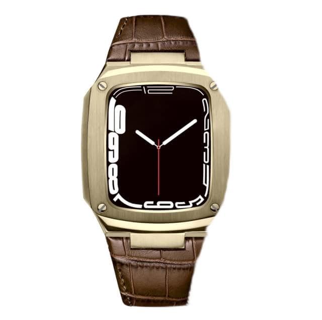 Kit de modification Apple Watch en métal et bracelet cuir de veau de luxe iWatch SE 6