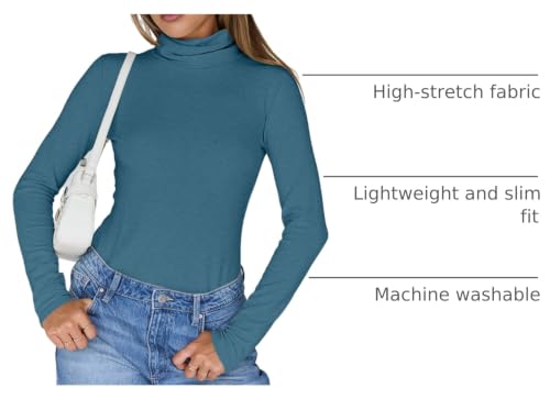 Image of Trendy Queen Womens Turtleneck Tops Winter Clothes | Long Sleeve Basic Shirts,Stretchy Fit,Tight Lightweight Fall Fashion 2026