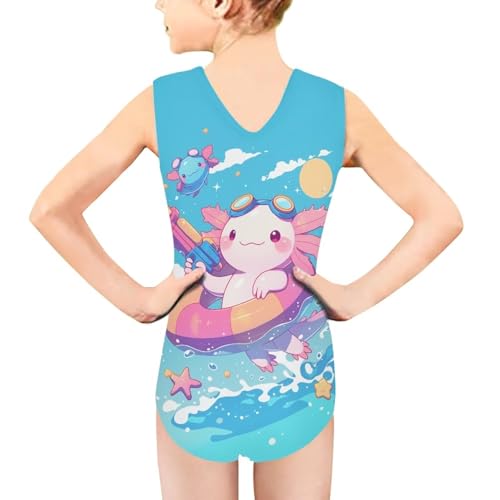 Image of Girls Swimsuits Size 3-14 Kids Summer Sleeveless One Piece Bathing Suit Beach V-Neck