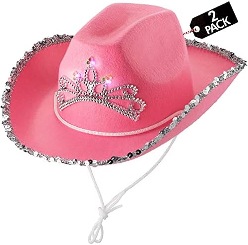 Light-Up Pink Cowgirl Hat Pack of 2 