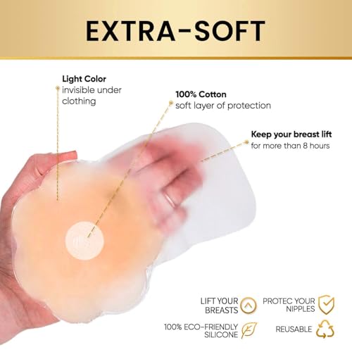 Nippleless Covers, Silicone Breast Lift Reusable Breast Pasties Petals3