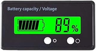 12V 24V 36V 48V Battery Capacity Indicator Golf Cart Voltage Meter with LCD Display Green Backlight, Waterproof Monitor Gauge Digital Voltmeter Testers for 3S-26S Lithium Battery&Lead-Acid Batteries