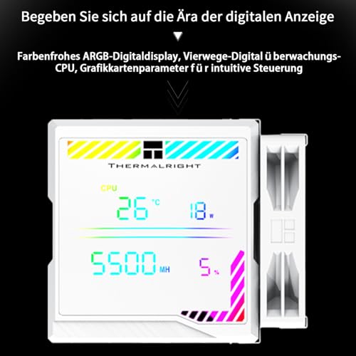 Thermalright Peerless Assassin 140 Digital White CPU chłodnica, podwójna wieża i podwójny wentylator, chłodzenie powietrzem CPU, ARGB Digital Screen Top Cover, do AM4/AM5, Intel LGA1851/1700/115X/1200