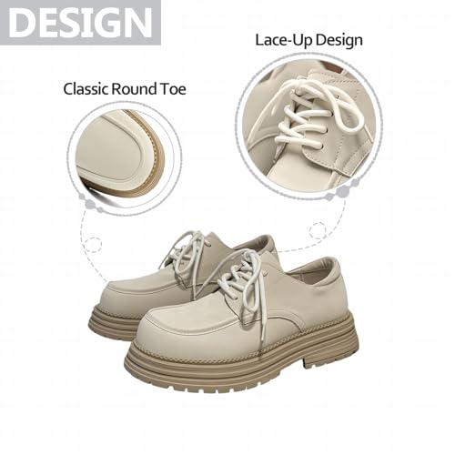 Mens Square Toe Leather Platform Oxfords Fashion Lace-Up Non-Slip Thick Lug Sole Dress Derby Shoes for Business Office Daily Casual4