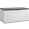 Dwvo xl 160 gallon large deck box waterproof outdoor storage box for patio furniture cushions garden tools and pool suppliesweather resistant resin lockable light grey  urban country home decor