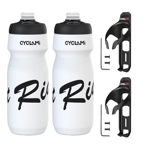 CYCLAM Fahrrad Trinkflaschen 650ml mit AirTag Getränkehalter [Tracker-Aufbewahrung] BPA-freie Auslaufsicher Squeeze Radflasche für Fahrrad Rennrad und Mountainbikes (Airtag nicht enthalten