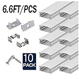 StarlandLed LED Aluminum Channel 6.6ft, 10x2meter LED Channel with End Caps and Mounting Clips for LED Strip Light Mounting