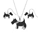 Produktbild Kiara Schmuck Scottie Hund mit Box-Set von Anhänger eingelegten Emaille schwarz und Glas Steinen auf Halsband auf 45,7 cm Trace Kette zusammen mit passenden Hypoallergen Ohrringe rhodiniert.
