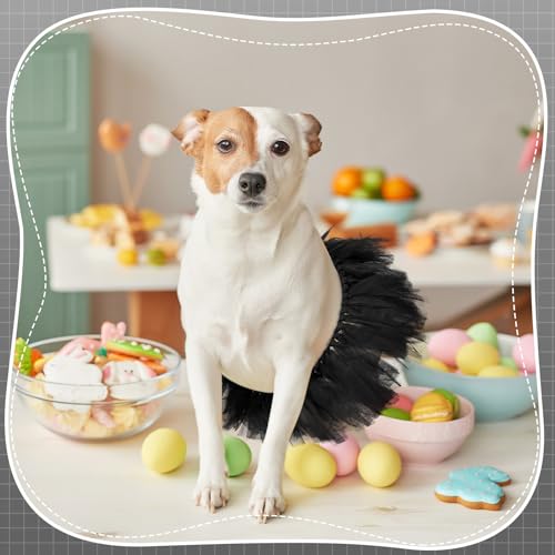 Locmeo Tutu für Hunde, Tüll-Tutu für Hunde, Größe S, L, M, Welpen, Ballerina, Kostüm, Rock für Halloween, Welpen, Katzen, Hasen, Haustier-Outfit, Geburtstag, Hochzeit, Party, Foto-Requisite (schwarz)