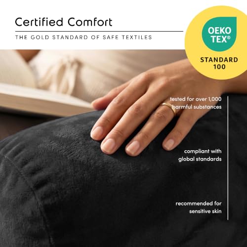 Image of Nestl Reading Pillow with Shredded Memory Foam Includes 2 Neck and Lumber Support Pillows, Designed for Sitting Up in Bed and Couch, Back and Arms Adjustable Support for Adult & Teens, Black