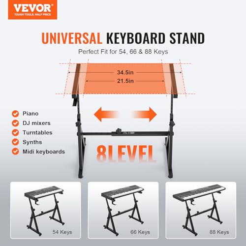VEVOR Support et banc pour clavier de piano, style Z, support et siège de piano numérique très résistants, capacité de 113,4 kg avec roues réglables en largeur, convient pour les pianos électriques de - Les Beatles, Paul McCartney, John Lennon, RIngo Starr, George Harrison VEVOR Support et banc pour clavier de piano, style Z, support et siège de piano numérique très résistants, capacité de 113,4 kg avec roues réglables en largeur, convient pour les pianos électriques de – Image 3