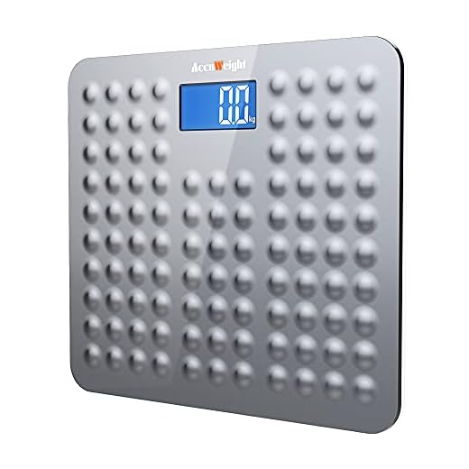 ACCUWEIGHT Báscula de Baño Digital de Alta Medición Precisa con Seguridad Gran Plataforma Antideslizante y Inastillable, Balanza Digital con Retroiluminación, 180 kg