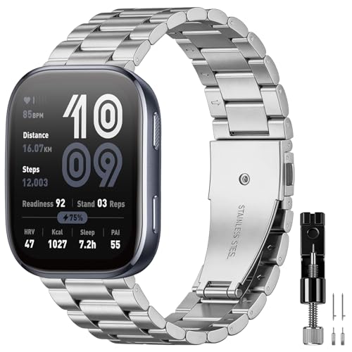 Amazfit Bip 6 �E�H�b�`�o���h/Amazfit Bip 5�o���h�ɑΉ��B22mm�X�e�����X�X�`�[���X�g���b�v���^���u���X���b�g���X�g�o���h Amazfit GTR 4/GTR 3 Pro/GTR 3/GTR 2/GTR 2e/GTR 47mm/