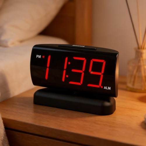 Reloj digital moderno con alarma LED y dígitos giratorios ajustables 4
