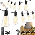 Brightown 52FT Solar String Lights Outdoor Waterproof, Patio Lights with Remote and 15+1 LED Shatterproof Bulbs, Dimmable & Timable, 3 Light Modes, Solar Lights Outdoor for Yard Garden Camping Party