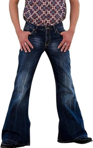 Mens Vintage Leg Disco Jeans Vintage Bell Bottom Men Denim Pants Stretch Retro Bell Flared 70s Jean Pants product thumbnail 11