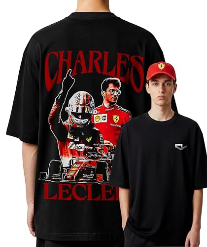 Image of Men's Cotton Oversized T-Shirt - Relaxed Fit Half Sleeve F1 Graphic Print Tee for Streetwear & Casual Outings - Black
