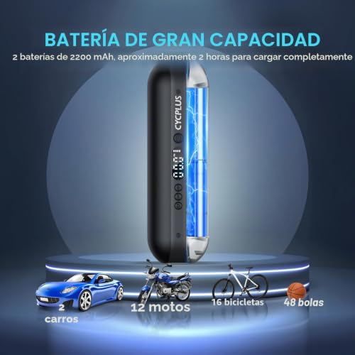 Bomba de aire 150PSI compresor eléctrico portátil e inflador de neumáticos recargable 3