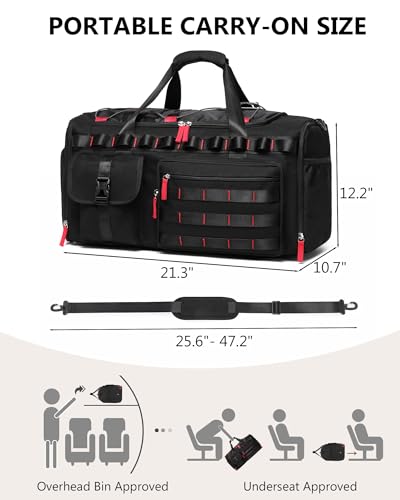 MCBD Gym Bags for Men & Women, 45L Travel Duffle Sports Backpack with Shoes & Laptop Compartment, Large Workout Carry On Bag Weekender Overnight Tote, Black2