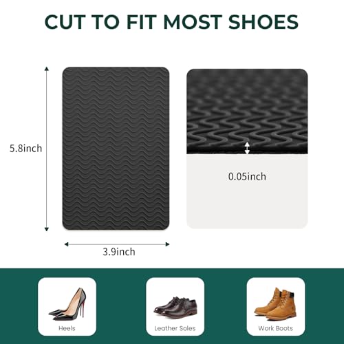 Schuhsohle Schutzgriffe – Welnove 6 Pcs Anti Rutsch Pads Schuhe für Damen-High-Heels – Selbstklebende Schuhsohlen-Anti-Rutsch-Griffe für Herren-Stiefel – Silikon-Schuhsohlenüberzüge (Black)