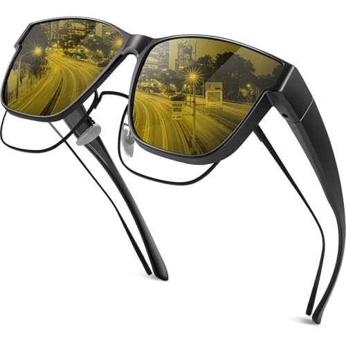 Sunglasses Fit Over Glasses for Men Women– Oversized Square UV400 Polarized Sun glasses for Driving Outdoors