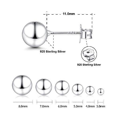 Cutefeel 18K White Gold Plated Sterling Silver Ball Stud Earrings 3Mm-8Mm Options thumb #1