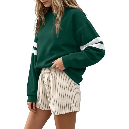 Gumipy Oversized Sweatshirt for Women Varsity Striped Drop Shoulder Sweater - image 4