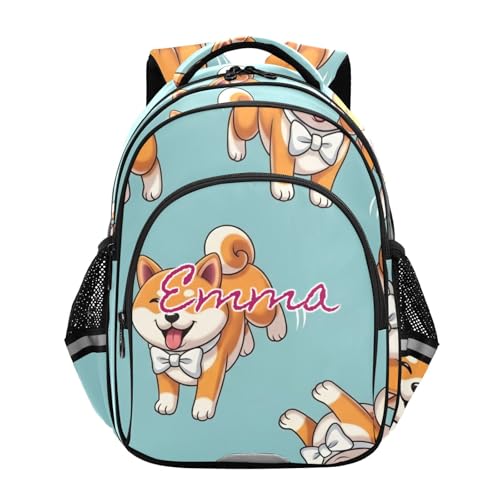 Sac à dos Shiba Inu bleu 15 pouces robuste pour l'école des enfants