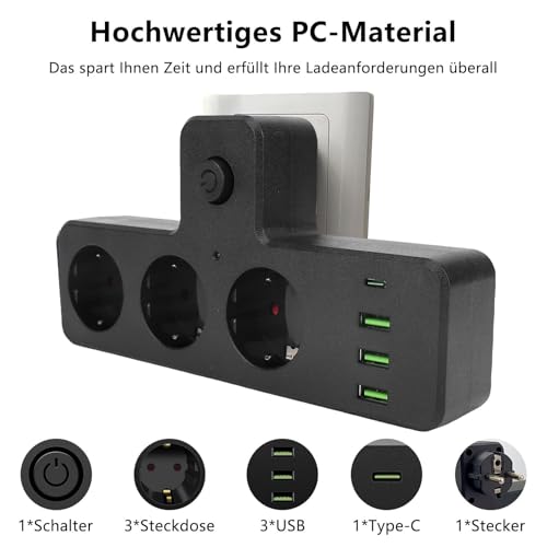 Extension de prise multiprise multifonctionnelle USB C pour bureau