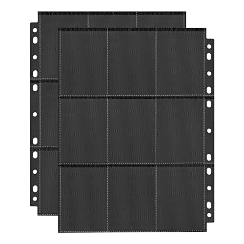 PESLNG Pochettes pour Cartes, Double Page Protège Carte, 11 Troux, Transparents Jeu de Cartes Porte-Cartes Ensemble, accessoires de cartes à collectionner (Noir...