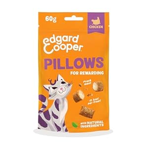 Edgard Cooper natürliche Katzensnacks, Pillows mit Huhn (1 x 60 g Beutel), vollgepackt mit frischem Fleisch, getreidefrei, weniger als 2 kcal pro Snack, natürliche Zutaten & ohne Zuckerzusatz.