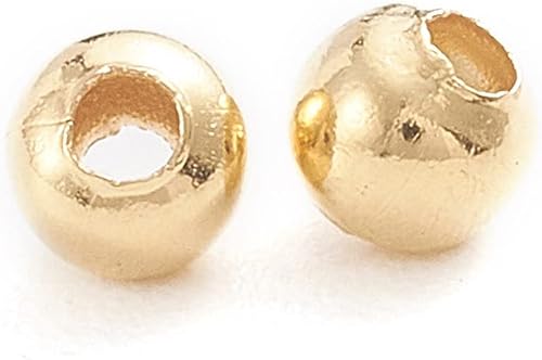Miniatura 2 de Beadthoven - 500 cuentas redondas de acero inoxidable de 0.118 pulgadas (0.118in), cuentas de metal redondas y lisas doradas, espaciadores de