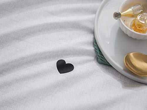 Image of Omelas Kids Heart Love Twin Duvet Cover Set Black and White Teens Girls Lovely Heart-Shaped Pattern Striped Reversible Bedding Soft Breathable Quality Brushed Microfiber (3 Pcs,XD,T)