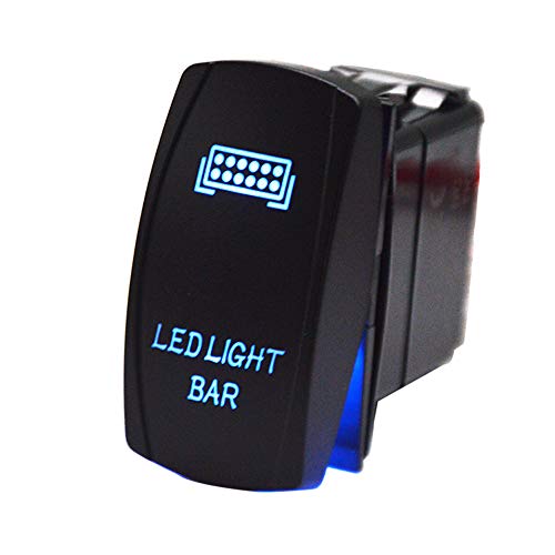 Wsays LED Light Bar Rocker Switch 5 Pin 20A 12V Blue Backlit Compatible with Polaris Ranger RZR XP Turbo Fit Can Am Commander Maverick X3 UTV