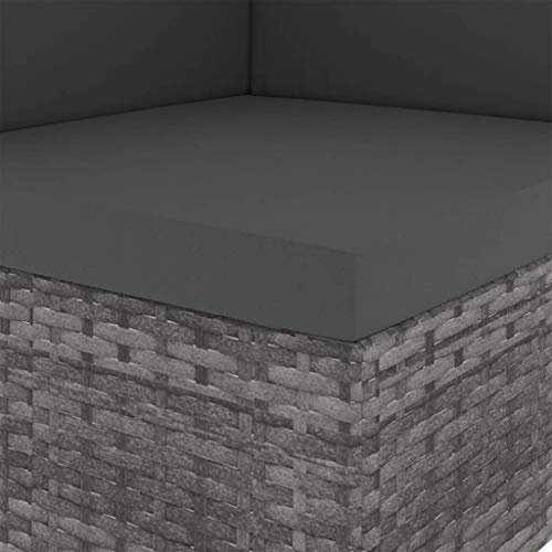 Sofá esquinero modular de ratán sintético resistente con cojines gris 7