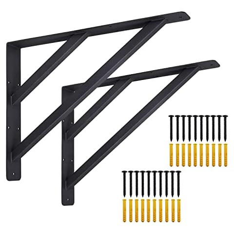 VANROUG Countertop Support Brackets,16"x12"x2"Heavy Duty Shelf Brackets,Wall Mounted Solid Shelf Brackets, L Brackets Floating Shelf Bracket for Scaffold Board Worktop Shelves Desk, Max Load 500lbs Cover
