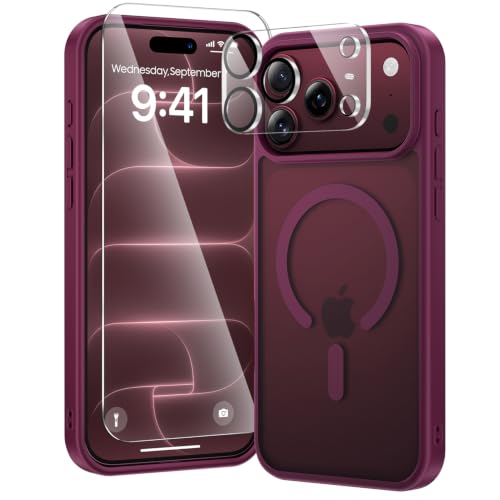 toushion 3 in 1 for iPhone 18 Pro Case Matte Burgundy