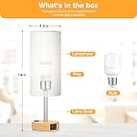 Fenmzee Bedside Table Lamp for Bedroom - 3 Way Dimmable Touch Lamp USB C Charging Ports and AC Outlet, Small Lamp Wood Base Round Flaxen Fabric Shade for Living Room, Desk, LED Bulb Included - Image 5