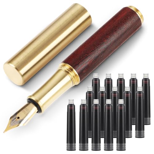 Andibro Vintage Wooden Mini Fountain Pen, Short Pocket...